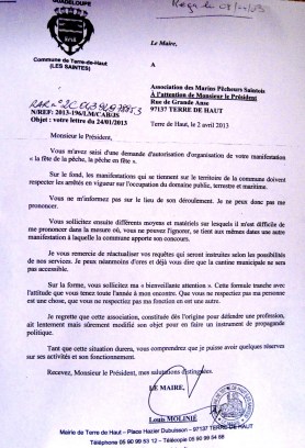 Lettre du maire refusant toute contribution communale à l’AMPS Doc. G. Pineau